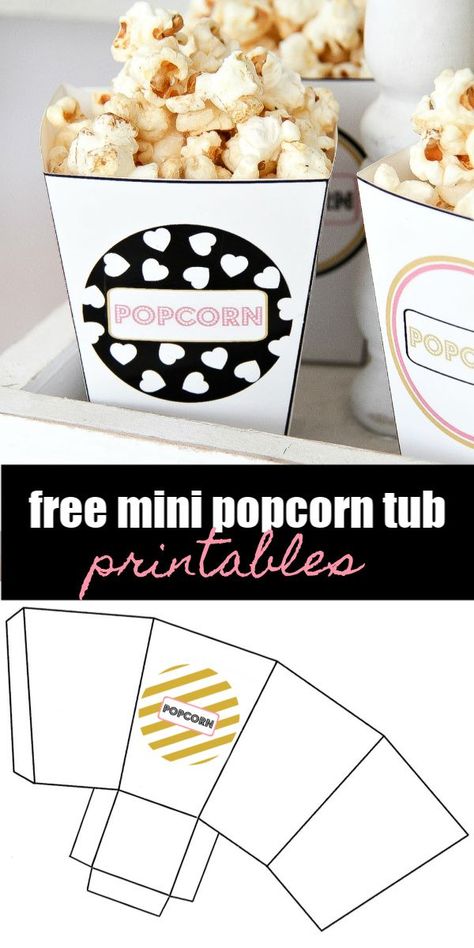 Popcorn Box Diy, Cocktails Party Ideas, Popcorn Box Printable, Popcorn Box Template, Valentines Movies, Popcorn Tub, Ideas Cupcakes, Cocktails Party, Moms' Night Out