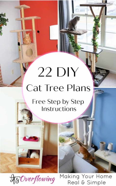 22 DIY Cat Tree Plans To Build For Your Feline Friend Diy Cat Tree Plans, Cat Trees Diy Easy, Cat Trees Homemade, Custom Cat Trees, Ikea Cat, Diy Cat Tower, Cat Tree Plans, Katt Diy, Katt Grejer