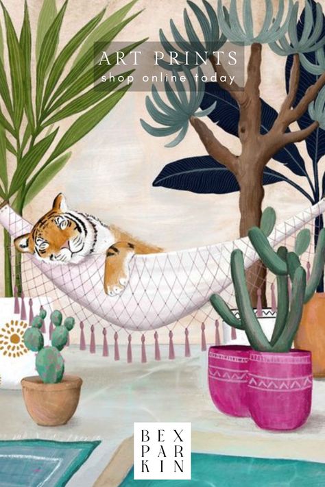 tiger in a hammock moroccan wall art Art Marocain, Canvas Gallery Wall, 3 Canvas Art, Tiger Wall Art, Moroccan Art, Nordic Poster, Pictures For Living Room, Art Canvas Painting, Wall Pictures