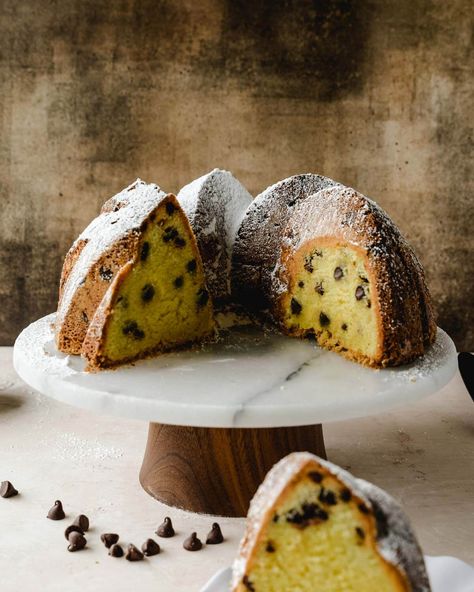 Moist Chocolate Chip Pound Cake in Bundt Pan - Kickass Baker Pound Cake Aesthetic, Chocolate Chip Bundt, Chocolate Chip Pound Cake, Chocolate Chip Bundt Cake, Desserts Ideas, Chocolate Bundt Cake, Pound Cakes, Organic Chocolate, Bundt Cakes