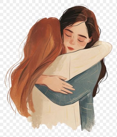 Hugging Friends Drawing, Sisters Hugging Drawing, Two Friends Hugging Drawing Reference, Mom Hugging Daughter Drawing, Best Friends Hugging Drawing, Sketch For Best Friend, Sisters Drawing Cute, Friends Illustration Art Friendship, Friends Hugging Drawing