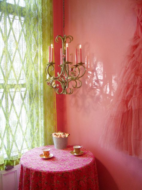 Green Chandelier, Color Me Happy, Green Chandeliers, The Curtains, Color Of The Day, Green Home Decor, Soft Corals, Everything Pink, World Of Color