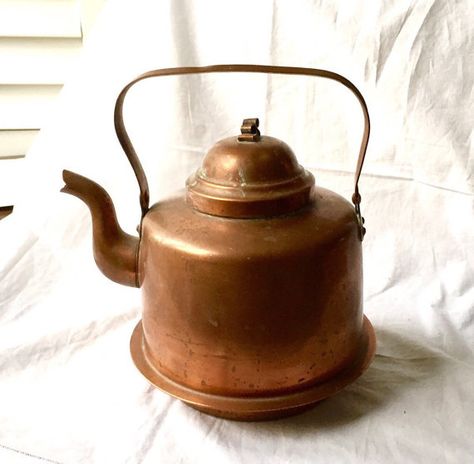 SPRING SALE VINTAGE Copper Kettle  Skultuna 1607 1 litrec Polished Copper Kettle made in Sweden Metal Trunks, Antique Bookcase, French Industrial, Antique Furniture For Sale, Vintage Coffee Cups, Copper Kettle, Copper Cookware, Wooden Easel, Copper And Brass