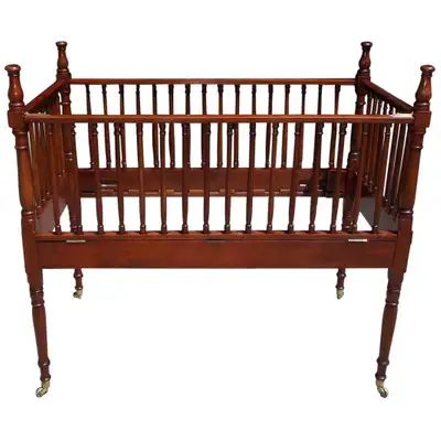 Antique and Vintage Children's Furniture - 533 For Sale at 1stdibs Antique Baby Cribs, Modern Bassinet, Antique Crib, Corner Bed, Crib Design, Bed In Corner, Stain On Pine, Swedish Furniture, American Craftsman