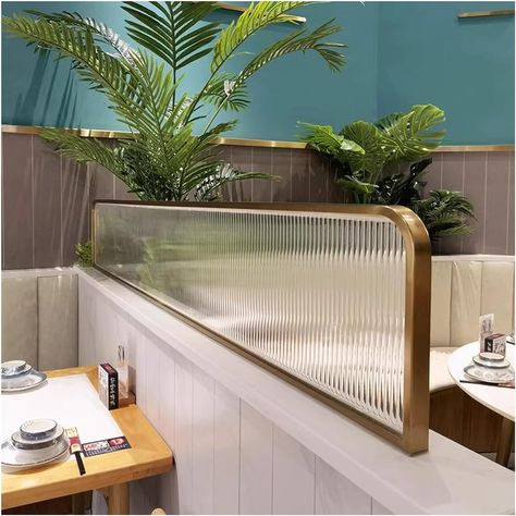 Amazon.com - YJEUZCD Dividers for Dining Areas, Raised Striped Glass Restaurant Screen Partition, Matte Hot Pot Half Wall Countertop Low Fence Divide 30/50cm (Color : Gold, Size : 30x90cm) Half Partition Design For Office, Low Partition, Banquette Restaurant, Kitchen Partition, Desk Divider, Glass Partition Designs, Low Fence, Glass Restaurant, Screen Partition