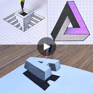 3d Drawings Step By Step, 3d Drawings 3d Artwork, 3d Drawings Easy, 3d Illusion Drawing, 3d Drawing Tutorial, Trick Art, Optical Illusion Drawing, Illusion Drawings, Illusion 3d