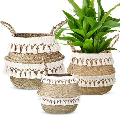 PRICES MAY VARY. What You Will Receive: you will receive 3 pieces of woven belly baskets in different sizes, each basket is decorated with 2 tassels, the rich texture and rustic colors can add warmth and rustic style to your home Size Information: woven plant baskets have 3 sizes, which are 8.7 x 7.5 inches/ 22 x 19 cm, 10.6 x 9.1 inches/ 27 x 23 cm, 10.6 x 12.6 inches/ 27 x 32 cm, different sizes can meet your decoration needs Reliable Material: round seagrass basket is made of quality seagrass Craft Booth Design, Living Bathroom, Basket Plant, Laundry Basket Organization, Boho Inspo, Belly Basket, Storage Small, Seagrass Basket, Plant Basket