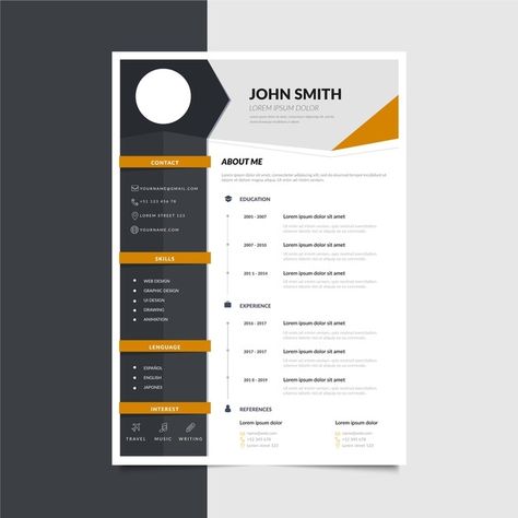 Online cv template Free Vector | Free Vector #Freepik #freevector #template #education #resume #cv Cv Templates Free Download, Free Cv Template Word, Professional Resume Design, Cv Original, Online Cv, Creative Cv Template, Curriculum Vitae Template, Modern Cv Template, Resume Design Professional