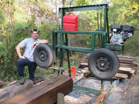 Homemade Bandsaw Mill - by bryguy22 @ LumberJocks.com ~ woodworking community Saw Mill Diy, Chainsaw Mill Plans, Homemade Bandsaw Mill, Diy Bandsaw, Bandsaw Mill, Chainsaw Mill, Saw Mill, Wood Mill, 2x4 Furniture Plans