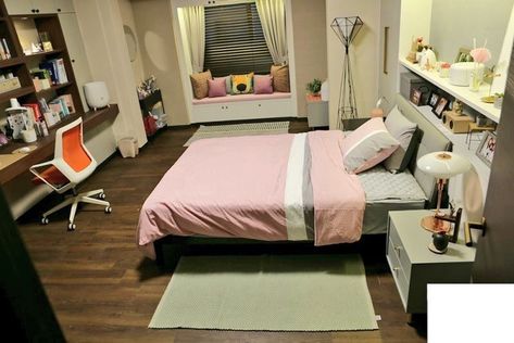 Kpop Dorm Room Shifting, Bedroom Esthetics, Comfy Pictures, Korea Room, Amazing Bedroom Designs, Barbie Room, Shared Bedroom, Small Room Design, Cozy Room Decor