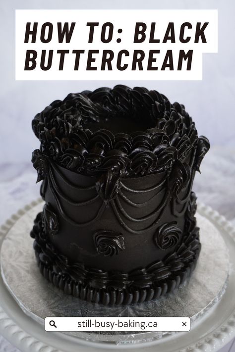 Gothic Birthday Cakes, Goth Cakes, Black Velvet Cakes, Black Buttercream, Lambeth Cake, Black Magic Cake, Gothic Birthday, Gothic Cake, Black Frosting