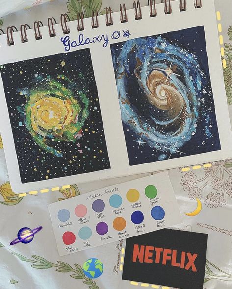 Space Painting, Gouache Art, Sketchbook Art Journal, Art Diary, Art Drawings Sketches Creative, Art Inspiration Painting, Hand Art, Painting Art Projects, Diy Art Painting