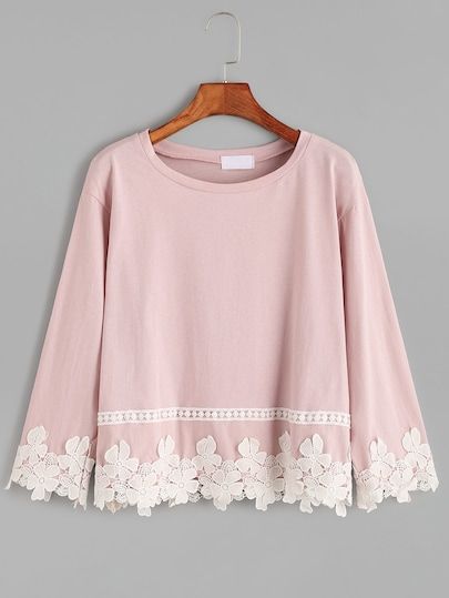 Shop Pink Drop Shoulder Appliques T-shirt online. SHEIN offers Pink Drop Shoulder Appliques T-shirt & more to fit your fashionable needs. Umgestaltete Shirts, Drop Shoulder Blouse, Áo Blu, Trendy Dress Outfits, Fashion Tops Blouse, Home Decoration Ideas, Trendy Fashion Tops, Trendy Home Decor, Stylish Dresses For Girls