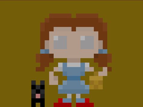 Famous Characters in Pixel Art • Dorothy Gale and Toto from "The Wonderful Wizard of Oz" L. Frank Baum #pixels #pixel #pixelart #dorothy #dorothygale #toto #oz #wizard #wizardofoz #ilmagodioz #magodioz #16bit #characters #baum #thewonderfulwizardofoz #theoluk Pyssla Ideas, Oz Wizard, Pixel People, Wonderful Wizard Of Oz, Crochet Rag Rug, Famous Characters, Dorothy Gale, The Wonderful Wizard Of Oz, Ideas Ikea