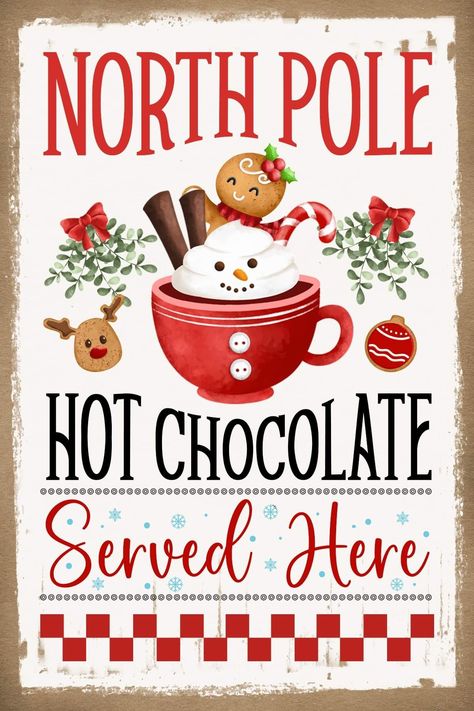 Hot Cocoa Printable, Hot Chocolate Sign, Christmas Posters, Gingerbread Decor, Gingerbread Crafts, Gingerbread Christmas Decor, Christmas Hot Chocolate, Cute Christmas Wallpaper, Hot Cocoa Bar