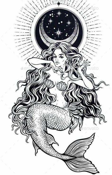 Can someone please tell me the artist so I can credit him or her? Pin Up Mermaid Tattoo, Mermaid Pinup Tattoo, Fairytale Hair, Tattoo Mermaid, Siren Tattoo, Mermaid Tattoo Designs, Trendy Tattoo, Mermaid Tattoo, Mermaid Tattoos