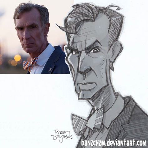 Robert Dejesus, رسم كاريكاتير, Caricature Sketch, Bill Nye, Portrait Cartoon, Caricature Drawing, Character Design Sketches, Photo To Cartoon, Cartoon Sketches