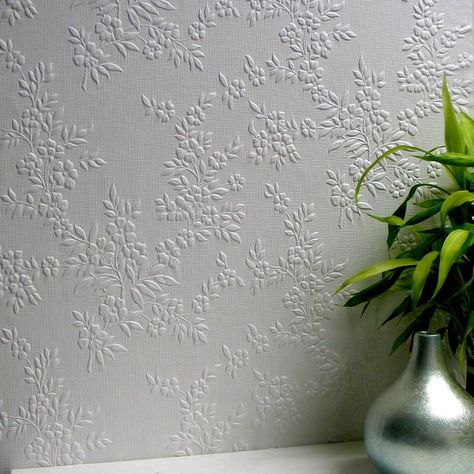 Flower Wallpaper Paintable Luxury Embossed Vinyl Easy Apply Portland Anaglypta: Amazon.co.uk: DIY & Tools Anaglypta Wallpaper, Brewster Wallpaper, Wallpaper Warehouse, Brewster Wallcovering, Paintable Wallpaper, Embossed Wallpaper, Dry Bar, Original Wallpaper, Laurel Foundry Modern Farmhouse