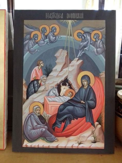 Nativity Painting, Nativity Of Jesus, Byzantine Mosaic, The Birth Of Christ, Russian Icons, Bible History, Religious Paintings, Byzantine Icons, Religious Images