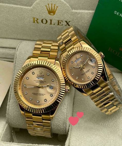 His And Her Rolex Watches, Rolex Couple Watch, Gold Watches Women Jewellery, Rolex Couple, His And Hers Rolex, Apple Watch Straps Women, His And Hers Watches, Diamond Wedding Bands For Women, Couple Watches Set