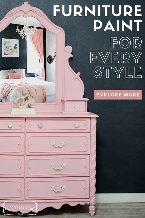 Pink Painted Dresser, Painted Furniture Designs, Pink Dresser, Vintage Cupcake, Country Chic Paint, Pink Furniture, Furniture Refinishing, Diy Furniture Renovation, Furniture Paint