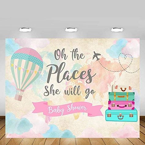 Adventure Baby Shower Theme, Fiesta Shower, Travel Baby Shower Theme, Hot Air Balloon Party, Travel Baby Showers, Adventure Baby Shower, Gender Reveal Party Decorations