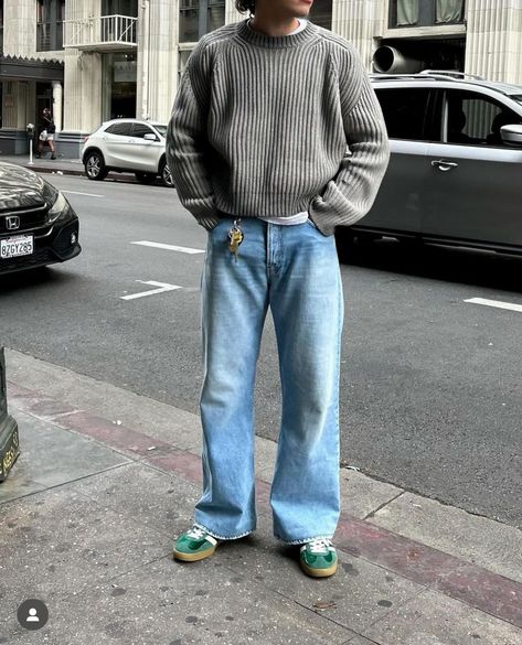 Knitwear Men Outfit, Men Linen Outfit Summer, Baggie Jeans Outfit, Baggy Jeans Outfits, Jeans Outfit Men, Jeans Outfits, Street Fashion Men Streetwear, Guys Clothing Styles, Mens Outfit Inspiration