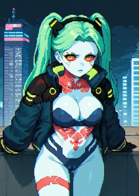 Cyberpunk Edgerunners Art Style, Terraria Cyberpunk, Street Punk Aesthetic, Rebecca Pfp Cyberpunk, Cyberpunk Rebecca Icon, Becca Cyberpunk, Neo Cyberpunk, Rockstar Character, Delinquent Aesthetic