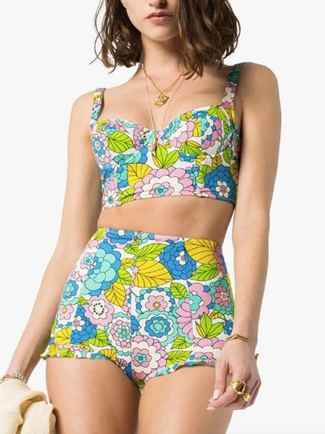 Dodo Bar Or Willie Floral Print Bikini Top Cute Modest Swimwear, Designer Bikinis, Swimsuit Trends, Swimsuits Outfits, Swim Trends, Swimwear Trends, Print Swimwear, Handbags Affordable, Resort Wear