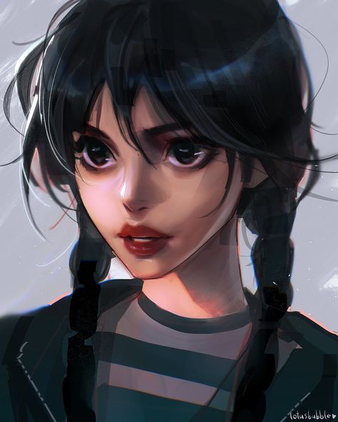 Lotusbubble on Twitter: "Wednesday Addams 🖤 #drawing #digitalart https://t.co/RA6K36jc1j" / Twitter Lydia Elaine, Wednesday Addams, Black Hair, Twitter, Hair, Anime, Instagram, Black