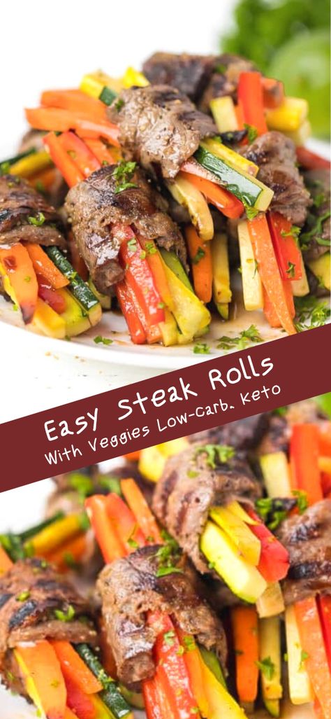 Steak Wrapped Veggies, Steak Roll Ups, Beef Roll Ups, Keto Pizza Crust, Steak Wraps, Steak Rolls, Healthy Low Carb Snacks, Roll Ups Recipes, Low Carb Low Fat Recipes