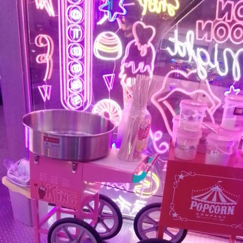 Cotton Candy Machine Aesthetic, Madrid Aesthetic, Neon Aesthetic, 12th Birthday, Candy Machine, Cotton Candy Machine, Cotton Candy, Candy, Neon Signs