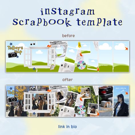 photo dump Instagram Slide Post Design, Photo Dump Template, Collage Scrapbook Layouts, Canva Idea, Canva Codes, Canvas Template, Scrapbook Template, Yearbook Covers, Instagram Template Free