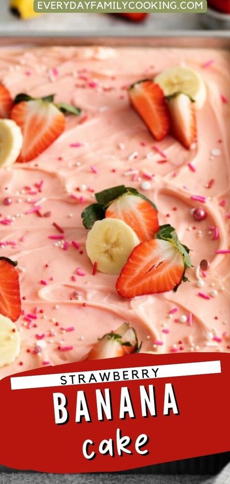 Strawberry Banana Cake, Strawberry Banana Cakes, Instant Banana Pudding, Banana Pudding Cake, Strawberry Cake Mix, Strawberry Frosting, Fruit Slices, Leftover Cake, Instant Pudding Mix