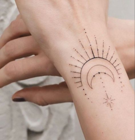 Moon Geometric Tattoo, Midnight Tattoo, Tattoo Planning, Boho Tattoos, Ink Ideas, Tattoo Inspo, Sun And Moon, Compass Tattoo, Shoulder Tattoo