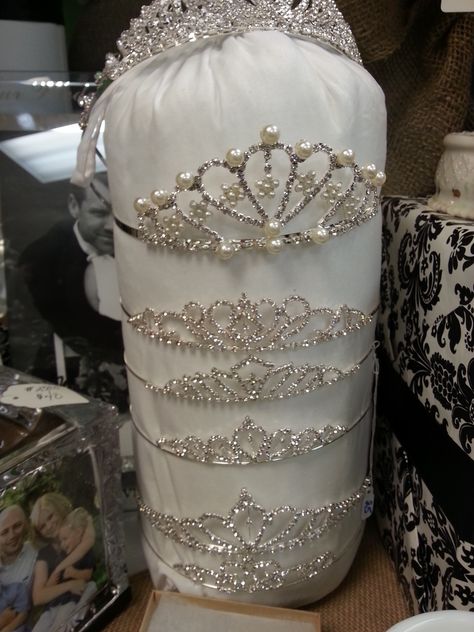 Wedding Tiara Display Tiara Storage Ideas, Tiara Storage, Tiara Display Ideas, Tiara Holder, Crown Display, Crown Jewelry Display, Crown Display Ideas, Tiara Display Stand, Pageant Crown Display Ideas