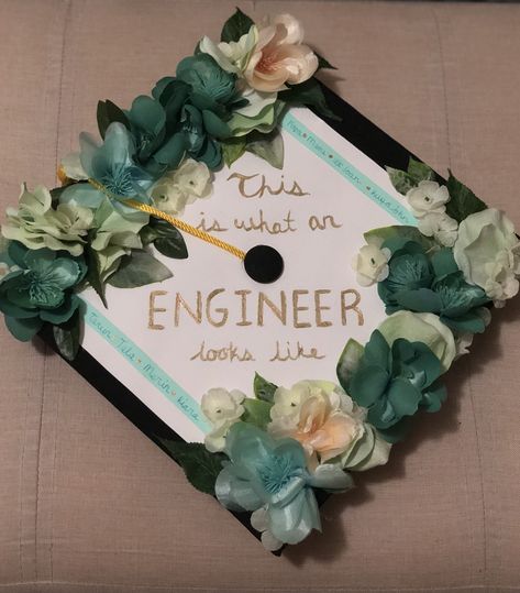 Graduation Cap Designs Engineer, Grad Cap Ideas Engineering, Graduation Cap Designs Engineering, Engineer Graduation Cap, Engineering Graduation Cap, Social Work Graduation Cap, Bsn Graduation Cap, College Engineering, Engineering Graduation