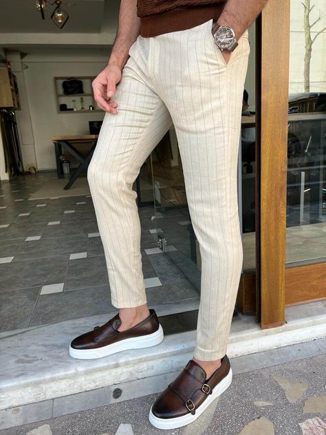 Mens Pants Fashion Trousers, Linen Pants Outfit Men, Best Mens Pants, Trousers Outfit Men, Beige Linen Pants, Slim Fit Pants Men, Linen Pants Outfit, Striped Linen Pants, Mens Linen Pants