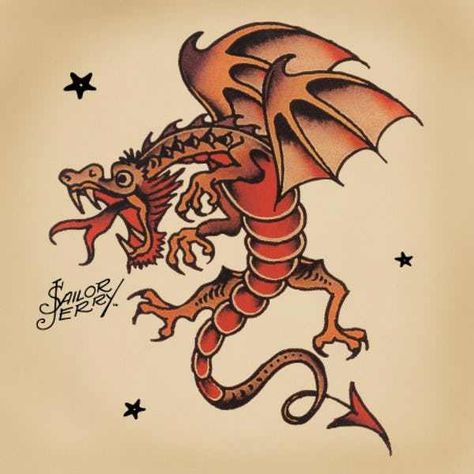 Dragon Sailor Jerry Tattoo is listed (or ranked) 15 on the list Sailor Jerry Tattoo Ideas Sailor Jerry Dragon, Traditional Dragon Tattoo, Traditional Tattoo Dragon, Tattoo Sailor, Berg Tattoo, Sailor Jerry Tattoo Flash, Traditional Dragon, Dragon Tattoo Meaning, Sailor Tattoos