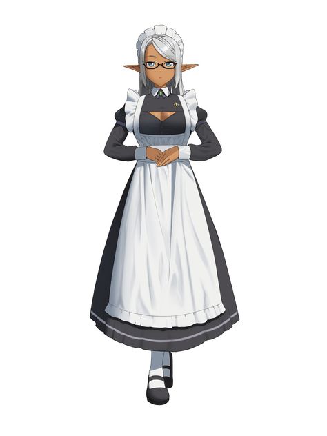 "dark elf maid" by PIMM Dnd Maid, Dark Elf Anime, Maid Character Design, Maid Character, Different Moods, Dark Elves, Elf Characters, Arturia Pendragon, Anime Elf