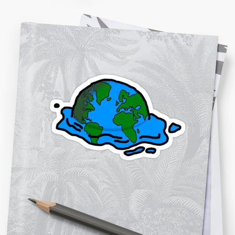 "Melting Earth" Sticker by eddien | Redbubble Melting Earth, Save The Earth, The Earth, Sticker Design, Vinyl Sticker, Graphic Tshirt, Ceramics, Vinyl, Quick Saves