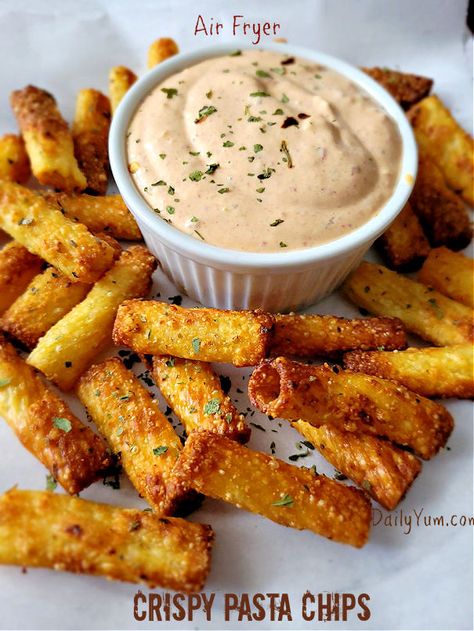 Air Fryer Pasta Chips Recipe. Crispy and Crunchy Pasta Chips Air Fryer Recipe, Pasta Air Fryer Chips, Noodle Chips In Air Fryer, Easy Savory Snacks Air Fryer, Crispy Pasta Chips Air Fryer, Air Fryer Pasta Chips Recipes, Homemade Air Fryer Snacks, Crunchy Savory Snacks, Home Made Crisps