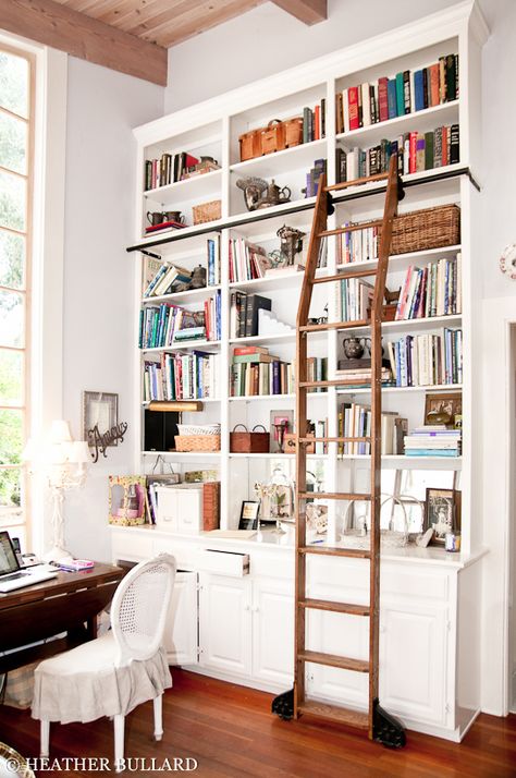 tall bookshelves with a ladder. i've wanted this in my house ever since i saw Beauty and the Beast as a child. Bookcase Ladder, Lots Of Books, Tall Bookshelves, Library Ladder, Library Bookcase, Library Wall, Home Theaters, Home Library Design, A Ladder