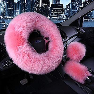 AmazonSmile: 3Pcs Fashion Steering Wheel Covers - Silence Shopping Winter Warm Australia Pure Plush Soft Wool Handbrake Cover Gear Shift Cover Guard Truck Car Accessory 14.96"x 14.96" 1 Set (Pink): Automotive Fuzzy Steering Wheel Cover, Gear Shift Cover, Pink Car Accessories, Girly Car Accessories, Girly Car, Astuces Diy, Cute Car Accessories, Car Steering Wheel Cover, Car Steering Wheel