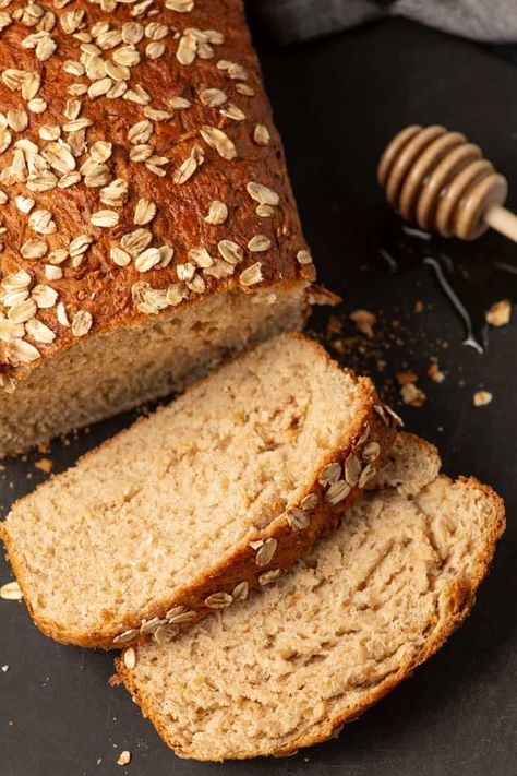 Honey Oatmeal Bread Honey Oatmeal Bread, Oatmeal Bread Recipe, Honey Oat Bread, Sandwich Loaf, Reflux Diet, Homemade Oatmeal, Oatmeal Bread, Recipes Bread, Honey Oats