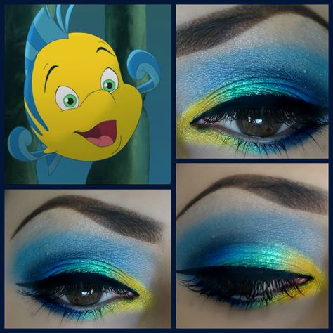 ♡Flounder♡ Inspired Flounder Makeup The Little Mermaid, Diy Flounder Costume Woman, Flounder Costume Women, Flounder Costumes, Flounder Makeup, King Triton Costume, Flounder Costume, Musical Makeup, Little Mermaid Makeup