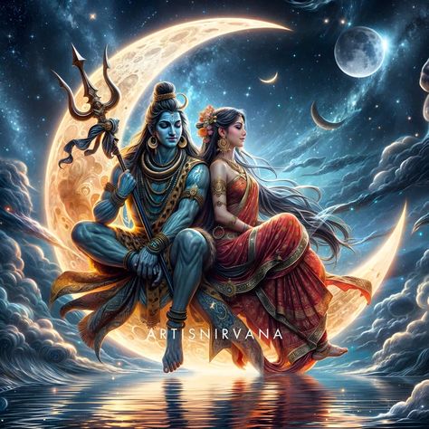 Shiva and Parvati's love transcends mortal realms, embodying the essence of devotion and companionship. Parvati's unwavering dedication softens Shiva's ascetic heart, forging an eternal bond of mutual respect and understanding. Together, they navigate trials and triumphs, their love enduring tests of time and faith. Their union symbolizes the harmony of masculine and feminine energies, inspiring devotees to seek true love's divine embrace. Through their cosmic dance of creation and destru... Shiv Ji Or Parvati Ji, Shiv Ji And Parvati Ji, Lord Shiva Parvati Images, Shiv Parvati Love, Parvati Mahadev, Shiv And Parvati, Lagna Patrika, Lord Shiva And Parvati, Parvati Maa