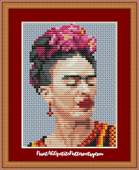 Frida Kahlo Mini Cross Stitch Pdf Pattern - Etsy Frida Cross Stitch, Frida Kahlo Cross Stitch, Portrait Cross Stitch, Yorkie Moms, Corgi Mom, Miniature Portraits, Mini Cross Stitch, Mini Cross, Cat Cross Stitch