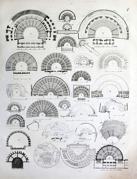 Amphitheater Architecture, Paris History, Auditorium Design, Architectural Representation, Architecture Mapping, Open Air Theater, Architecture Elevation, Magic Land, Architecture Concept Drawings