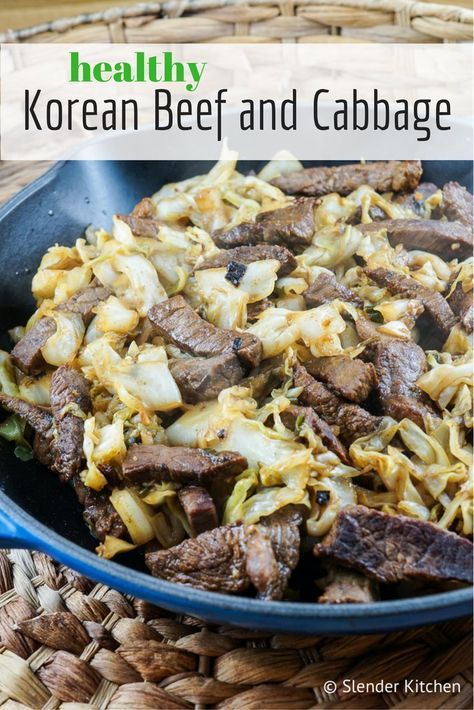 A tasty Korean Beef and Cabbage Stir-fry with a homemade stir-fry that savory… Beef And Cabbage Stir Fry, Korean Stir Fry, Homemade Stir Fry, 1000 Calorie, Slender Kitchen, Cabbage Stir Fry, Beef And Cabbage, Cooked Cabbage, Korean Beef